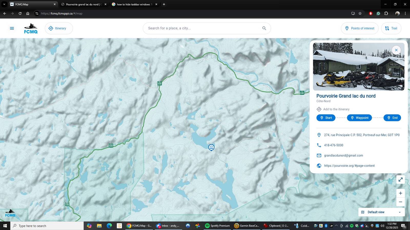 Pourvoirie Grand Lac Du Nord Trail Access Question